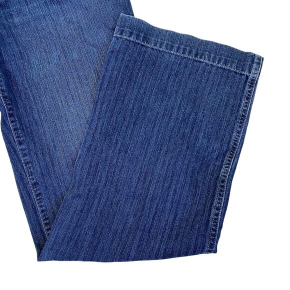 L-Ralph Lauren Sz 10 Y2K Blue Pinstriped Relaxed Wide Leg Jeans Patch Pockets - Picture 10 of 16